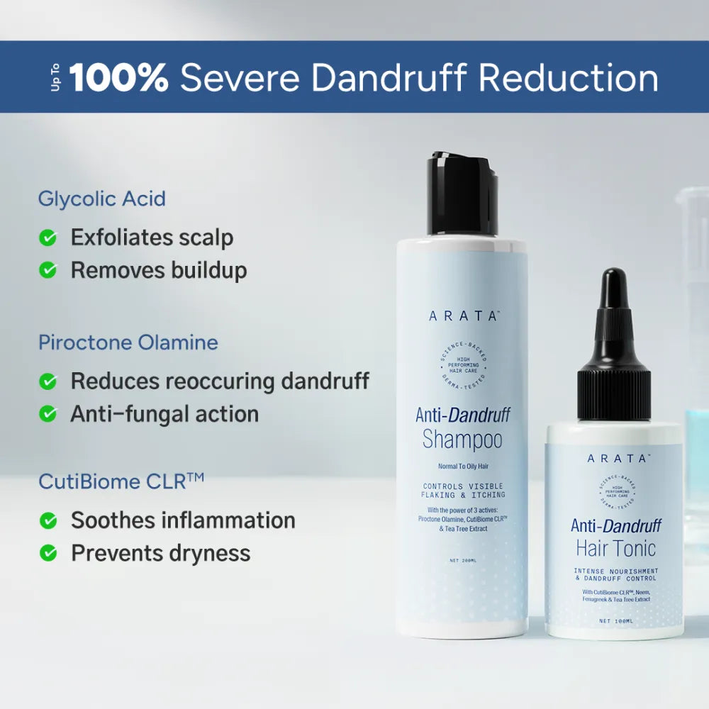 Arata Anti-Dandruff Shampoo, Tonic, Free Conditioner Combo