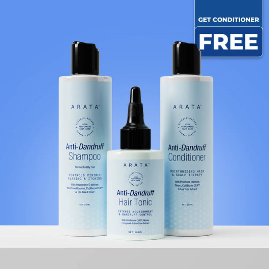 Arata Anti-Dandruff Shampoo, Tonic, Free Conditioner Combo