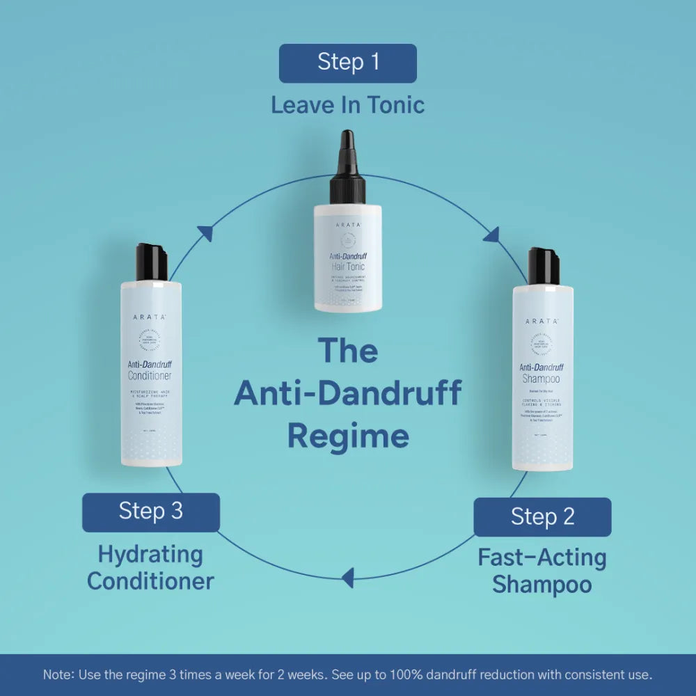 Arata Anti-Dandruff Shampoo, Tonic, Free Conditioner Combo
